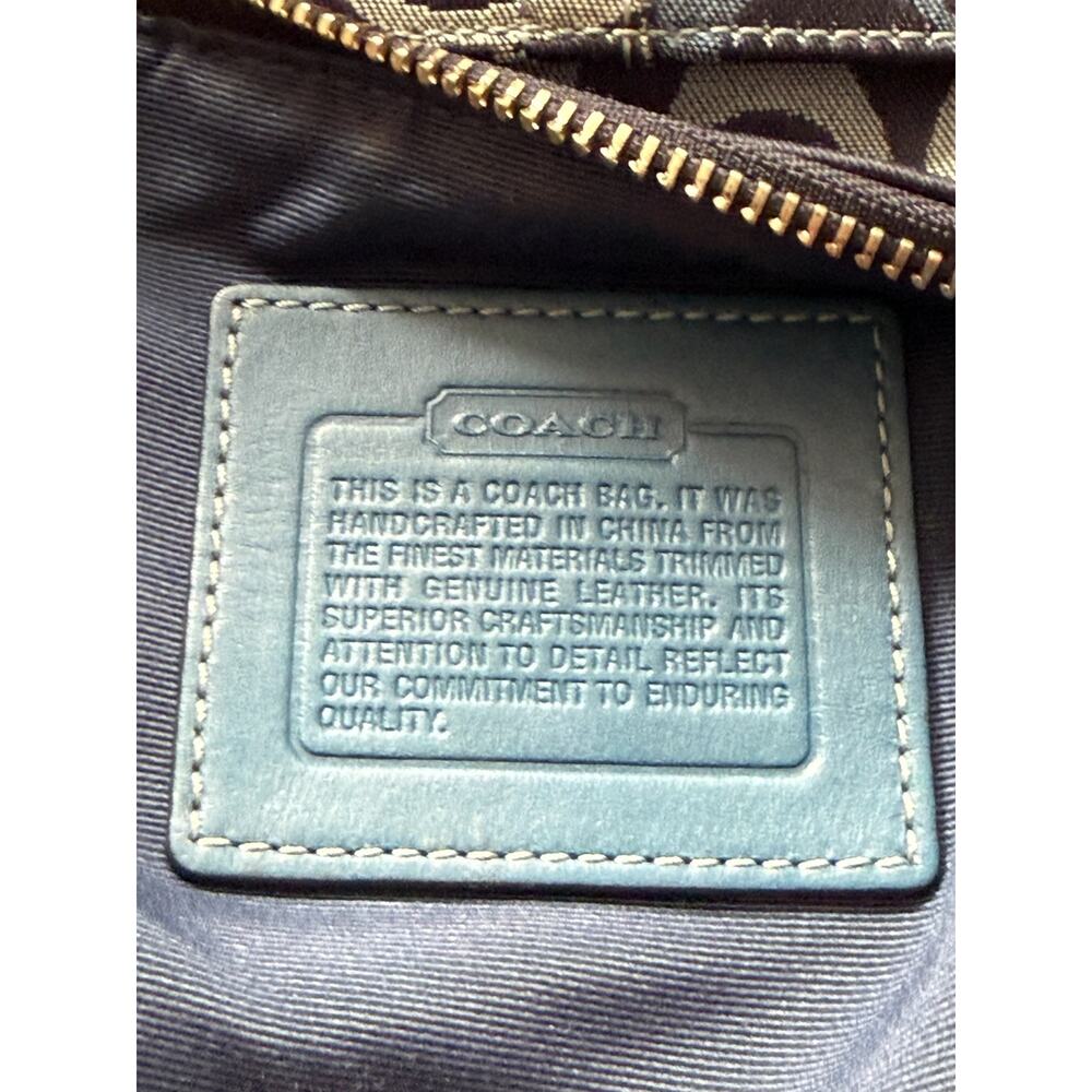 Coach Op Art Signature Blue Crossbody Bag Teal Trim Zip Top Adjustable Strap Y2K - Picture 2 of 11